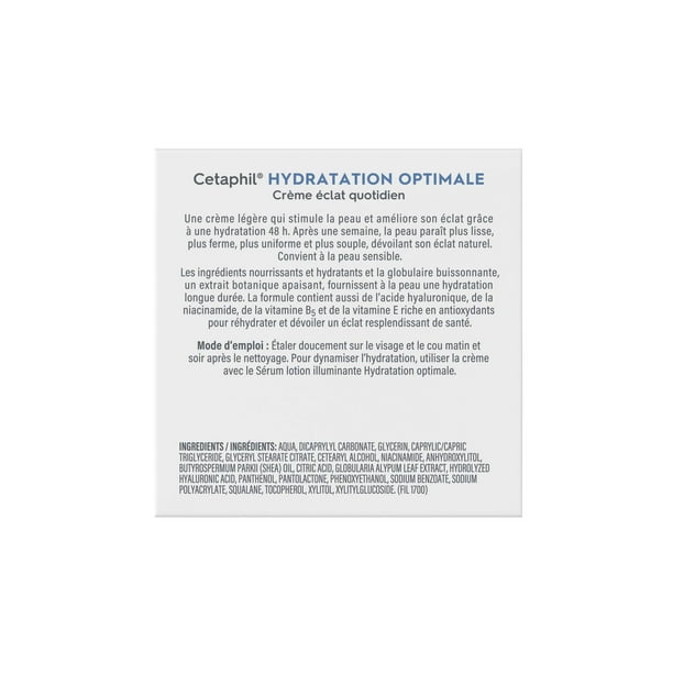 Cetaphil Optimal Hydration Daily Glow Cream | Made with Hyaluronic Acid and Niacinamide | 48hr Hydration | For Sensitive, Dry and Dehydrated Skin | 48g, Dermatologist Recommended