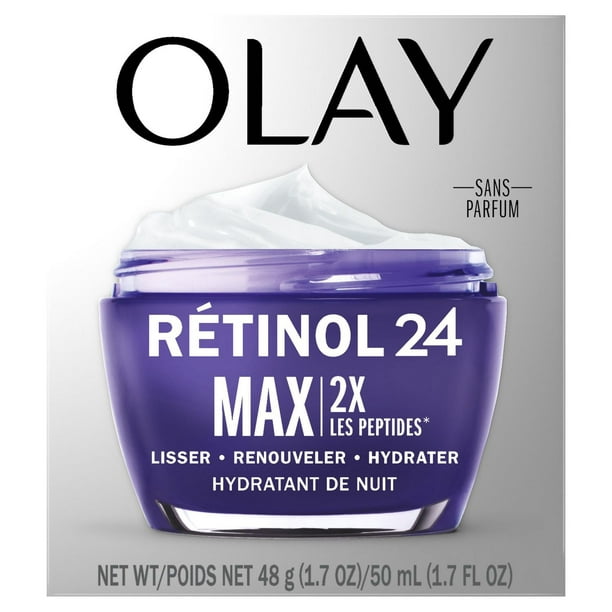 Olay Retinol 24 MAX Face Moisturizer Anti-Aging Night Face Cream for Wrinkles and Uneven Skin Tone with Retinol2, 48G