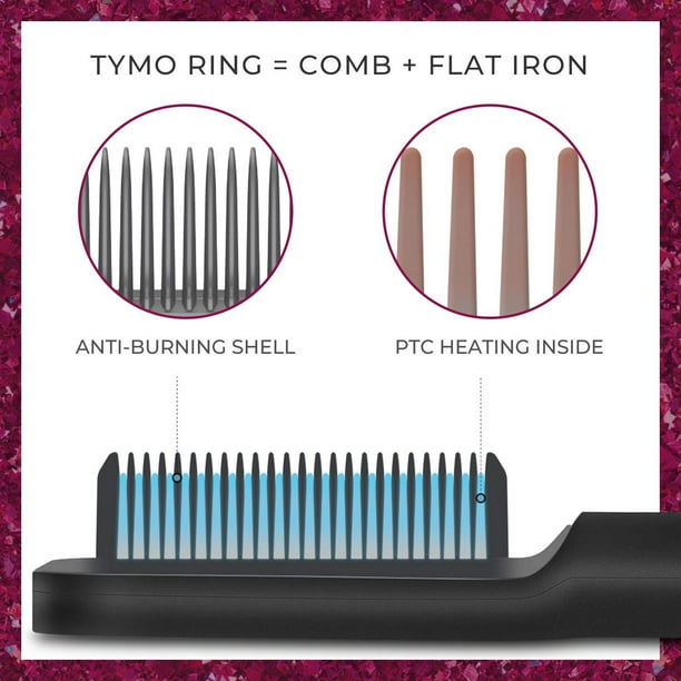 TYMO RingHair Straightening Comb Black, Hair Straightening Comb Black