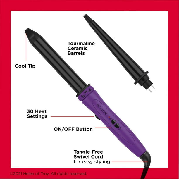 Revlon Tourmaline Ceramic 2-in-1 Barrel Wand, Shiny, frizz-free results