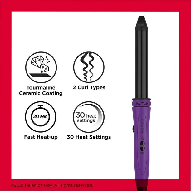 Revlon Tourmaline Ceramic 2-in-1 Barrel Wand, Shiny, frizz-free results