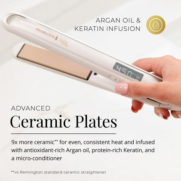 REMINGTON® SHINE THERAPYTM Argan Oil & Keratin Infused 1 Inch Hair Straightener/Flat Iron, S9511CDN, 2X Shine-Enhancing Technology