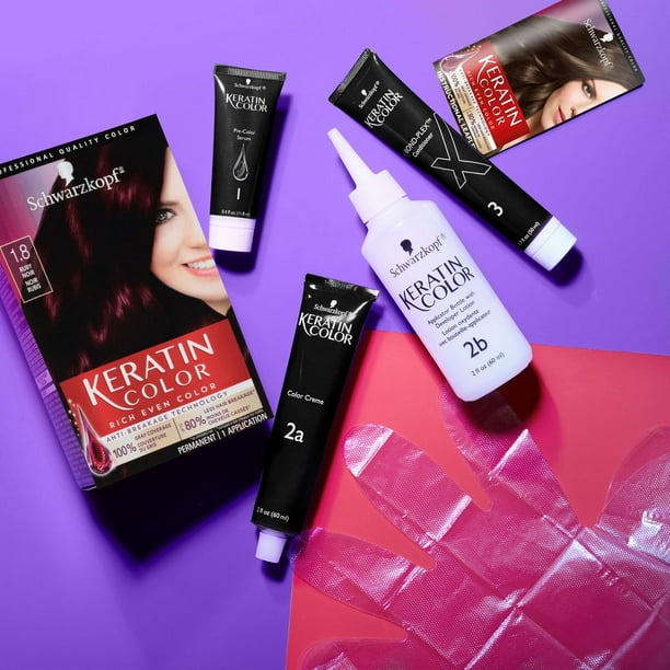Schwarzkopf Keratin Color Permanent Hair Color Cream, 1 Pack/60 ml