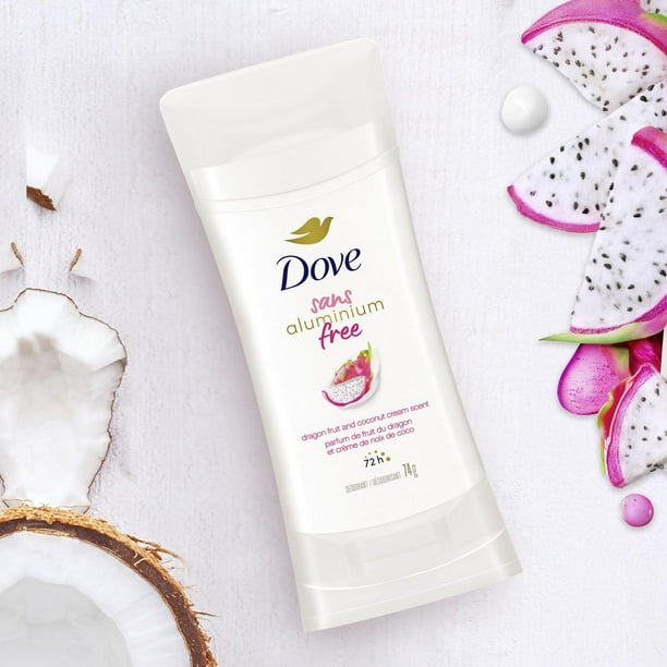 Dove Aluminum Free Deodorant Stick for Women with 1/4 Moisturizers, Dragon Fruit & Coconut Cream 72h Odour Protection, 74g, 74 g