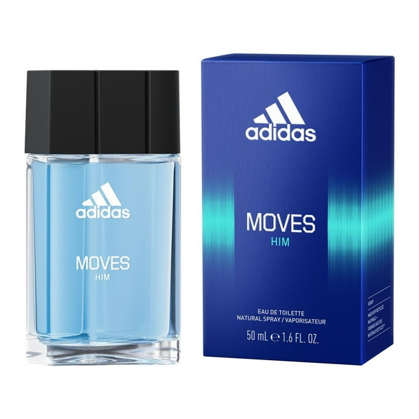 Adidas Moves for Him Eau de Toilette for Men, Aromatic fragrance, Top notes: green apple, anise, Italian parsley, peppermint, mandarin, and black peppercorn, 50ml, Crisp and invigorating fougère fragrance