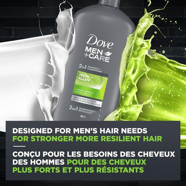 Dove Men Care Fresh and Clean + Conditioner with caffeine and menthol 2 in 1 Shampoo and Conditioner, 950ml Shampoo+Conditioner