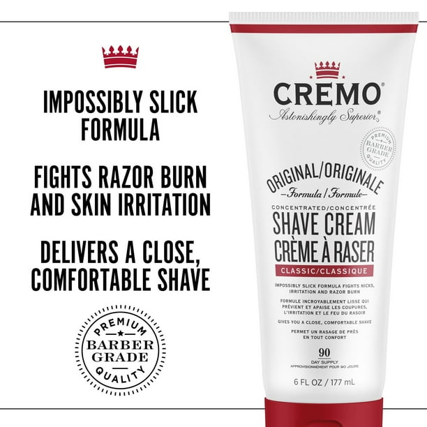 Cremo Original Shave Cream - smooth shaving cream fights razor burn, nicks and cuts, 177 ml (6 FL OZ)