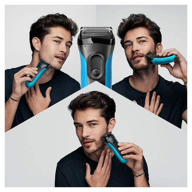 Braun Series 3 Proskin Shave&Style 3-in-1 Electric Shaver, Wet and Dry Razor for Men, Rechargeable and Cordless Shaver, Black/Blue, 1CT