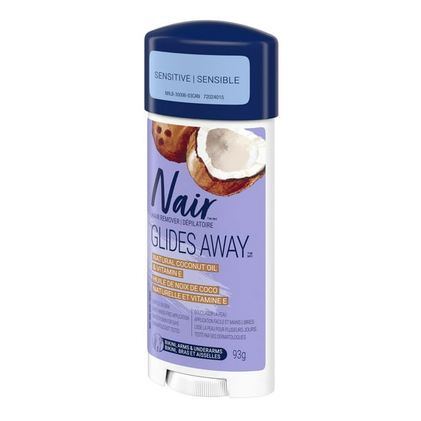Nair Glides Away Sensitive Formula Hair Remover for Bikini, Arms & Underarms with 100% Natural Coconut Oil plus Vitamin E, 93 g