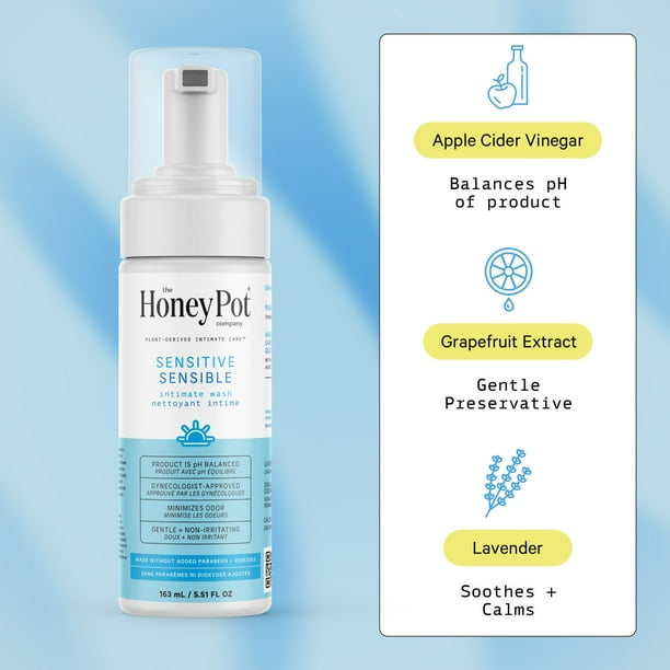 THE HONEY POT COMPANY, SENSITIVE FEMININE FOAMING WASH, 163 ML, HONEY POT SENSITIVE FEMININE WASH