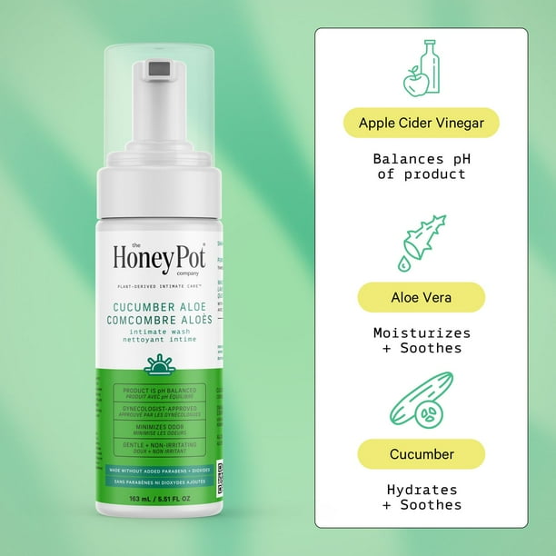 THE HONEY POT COMPANY, CUCUMBER ALOE FEMININE FOAMING WASH, 163 ML, HONEY POT CUCUMBER ALOE WASH