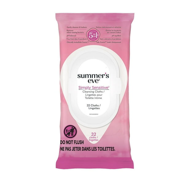 Summer's Eve Simply Sensitive Cleansing Cloths, 32 Cloths, Sensitive Skin