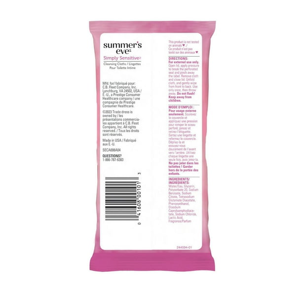 Summer's Eve Simply Sensitive Cleansing Cloths, 32 Cloths, Sensitive Skin