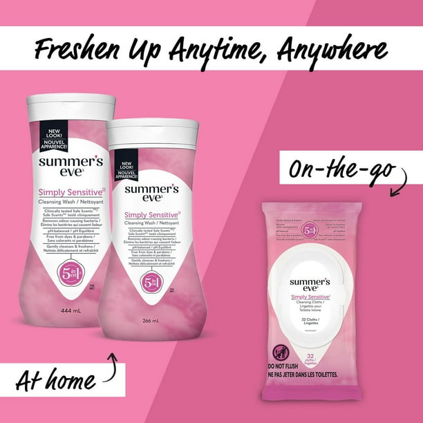 Summer's Eve Simply Sensitive Cleansing Cloths, 32 Cloths, Sensitive Skin