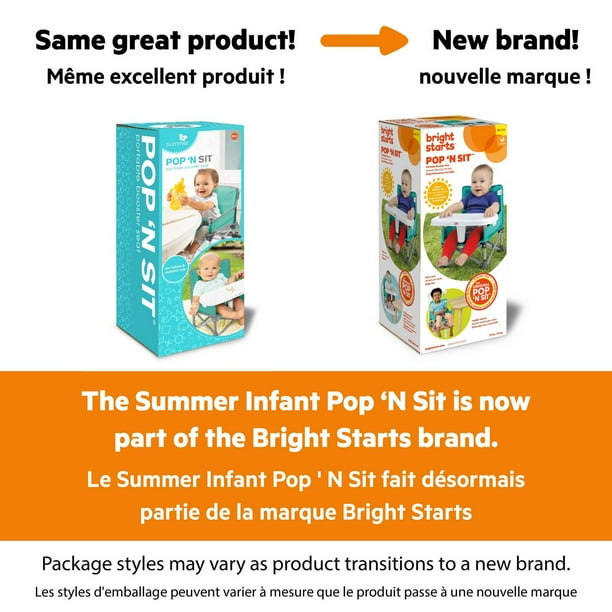 Bright Starts POP 'N Sit Portable Booster Seat, 6+ months up to 33lbs