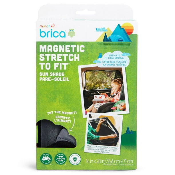 Munchkin Brica Magnetic Stretch to Fit Sun Shade, Black, Car Sunshade