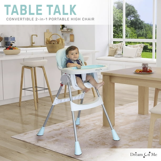 Dream On Me Portable 2 In 1 Table Talk High Chair |Convertible |Compact High Chair |Light Weight Portable Highchair