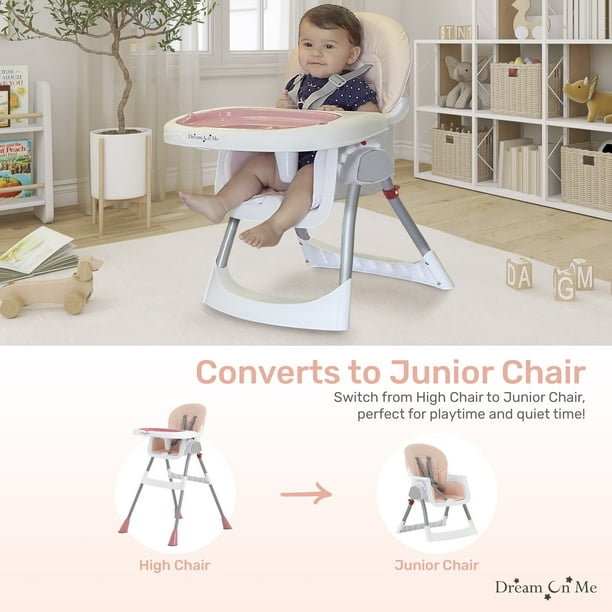 Dream On Me Portable 2 In 1 Table Talk High Chair |Convertible |Compact High Chair |Light Weight Portable Highchair