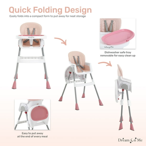 Dream On Me Portable 2 In 1 Table Talk High Chair |Convertible |Compact High Chair |Light Weight Portable Highchair