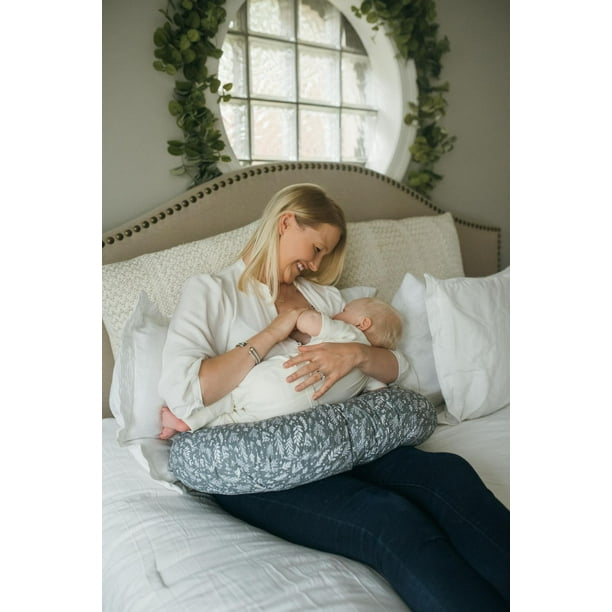 Dr. Brown's Breastfeeding Pillow with Removable Cover for Nursing Mothers, Machine Washable, Cotton Blend, Grey