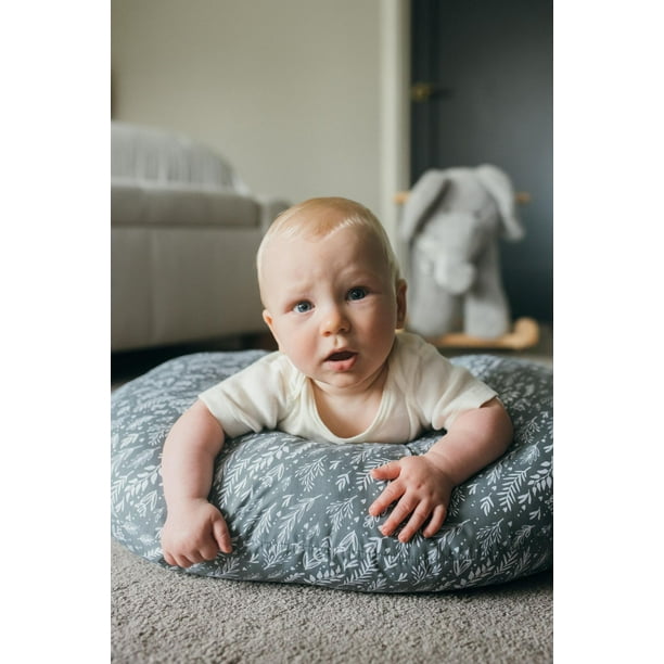 Dr. Brown's Breastfeeding Pillow with Removable Cover for Nursing Mothers, Machine Washable, Cotton Blend, Grey