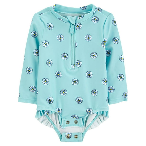 Carter's Child of Mine Baby Girls' Blue Flower 1 Piece, Sizes 0-3months - 24months