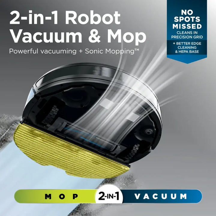 Shark - Matrix Plus 2-in-1 Robot Vacuum & Mop with Sonic Mopping, Matrix Clean, Home Mapping, HEPA Bagless Self Empty, WiFi - Black