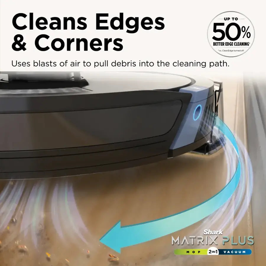 Shark - Matrix Plus 2-in-1 Robot Vacuum & Mop with Sonic Mopping, Matrix Clean, Home Mapping, HEPA Bagless Self Empty, WiFi - Black