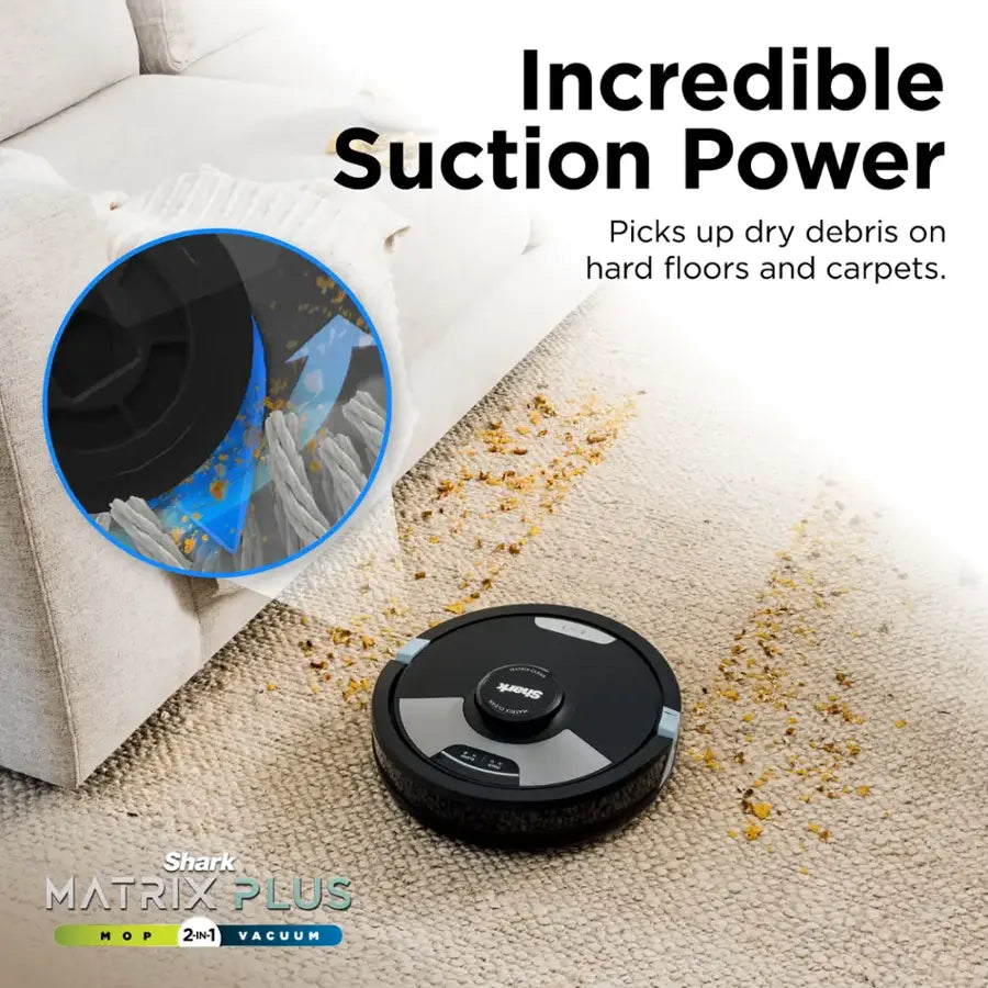 Shark - Matrix Plus 2-in-1 Robot Vacuum & Mop with Sonic Mopping, Matrix Clean, Home Mapping, HEPA Bagless Self Empty, WiFi - Black