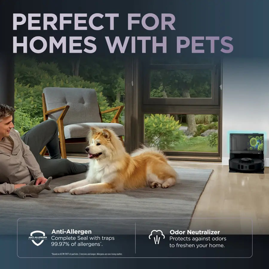 Shark - Robot Vacuum & Mop PowerDetect NeverTouch, Combo, Self-Emptying & Self-Refilling, 60-Day Debris Capacity with Pad Dry - Gaia Grey