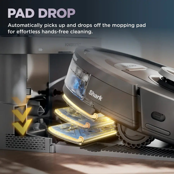 Shark - Robot Vacuum & Mop PowerDetect NeverTouch, Combo, Self-Emptying & Self-Refilling, 60-Day Debris Capacity with Pad Dry - Gaia Grey
