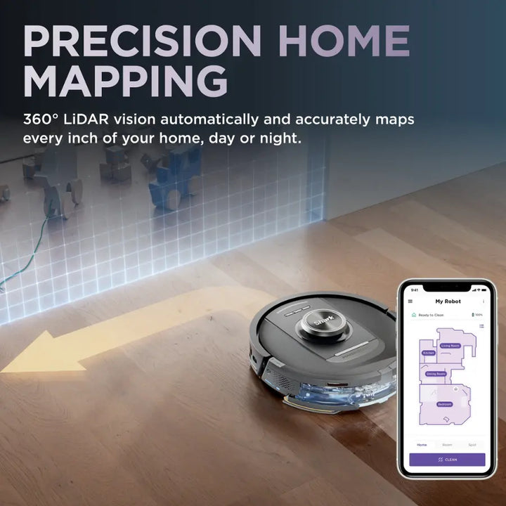 Shark - Robot Vacuum & Mop PowerDetect NeverTouch, Combo, Self-Emptying & Self-Refilling, 60-Day Debris Capacity with Pad Dry - Gaia Grey