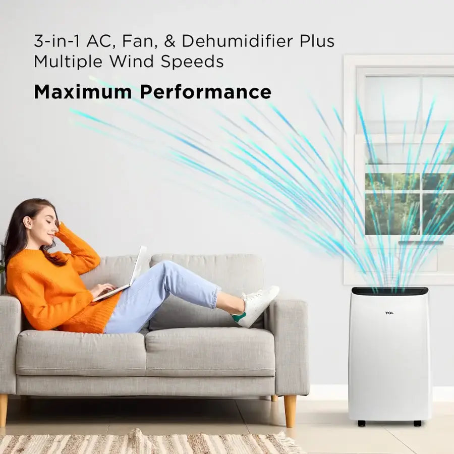 TCL - 300 Sq. Ft. 7,000 BTU 3-in-1 Smart Portable Air Conditioner - White