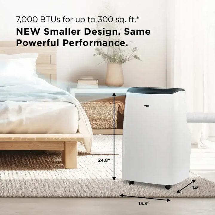 TCL - 300 Sq. Ft. 7,000 BTU 3-in-1 Smart Portable Air Conditioner - White