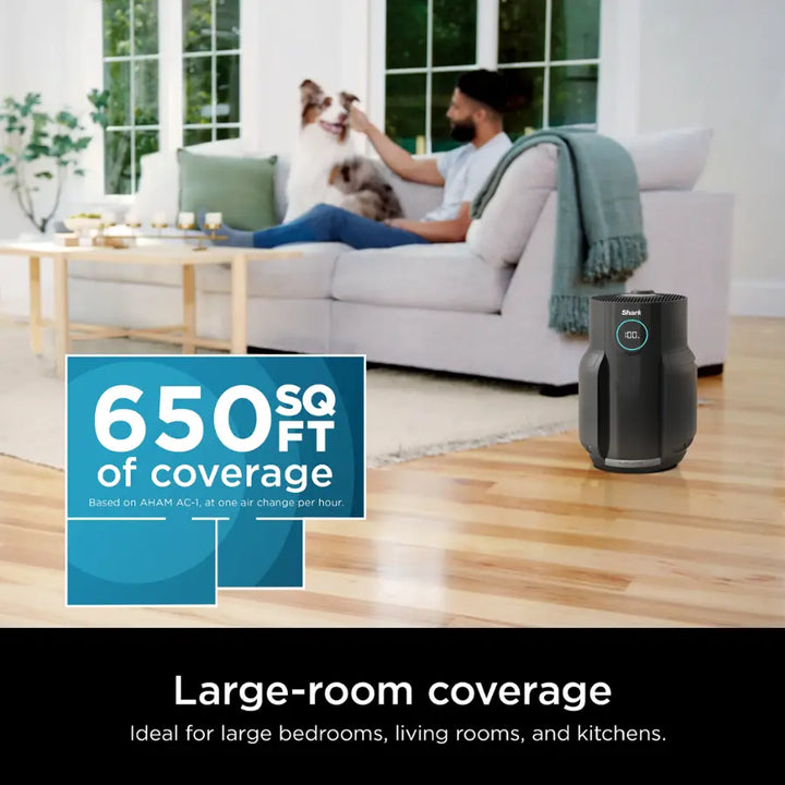 Shark - NeverChange Air Purifier, 5-Year Filter Life, 650-sq Ft - Black