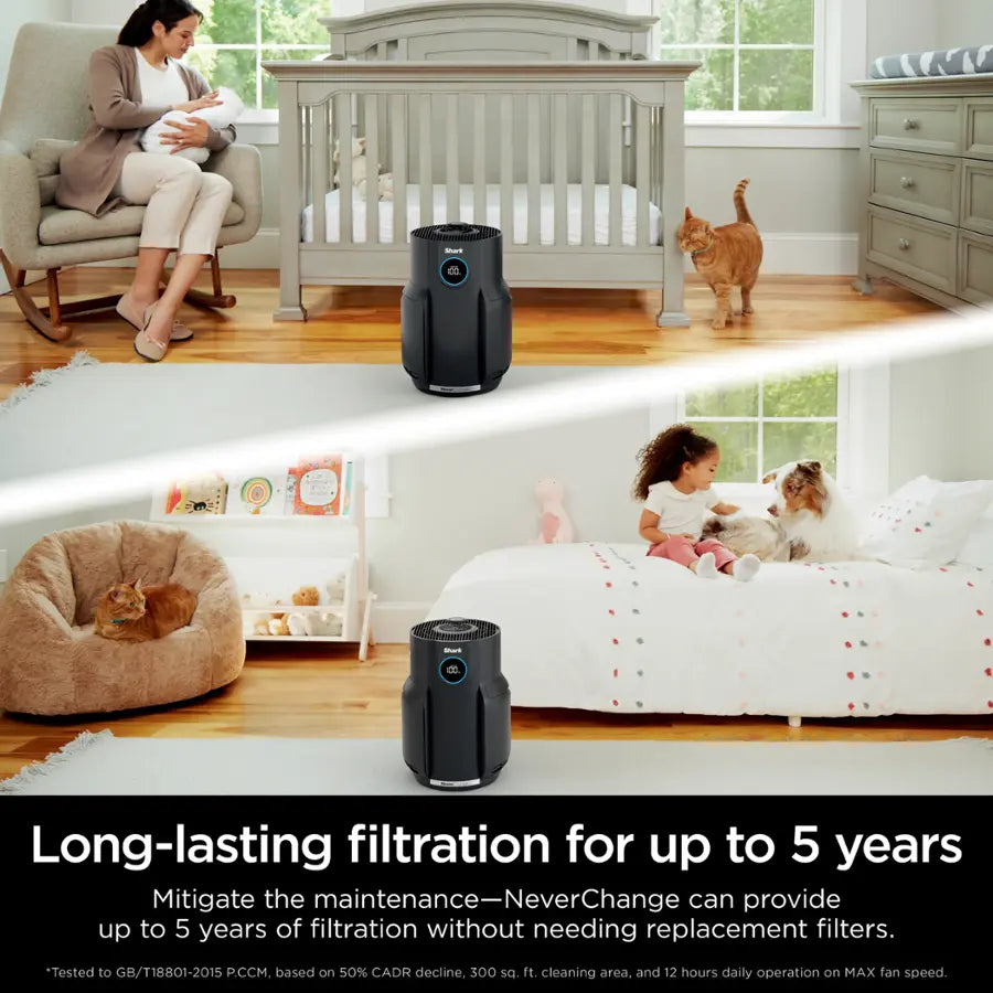 Shark - NeverChange Air Purifier, 5-Year Filter Life, 650-sq Ft - Black