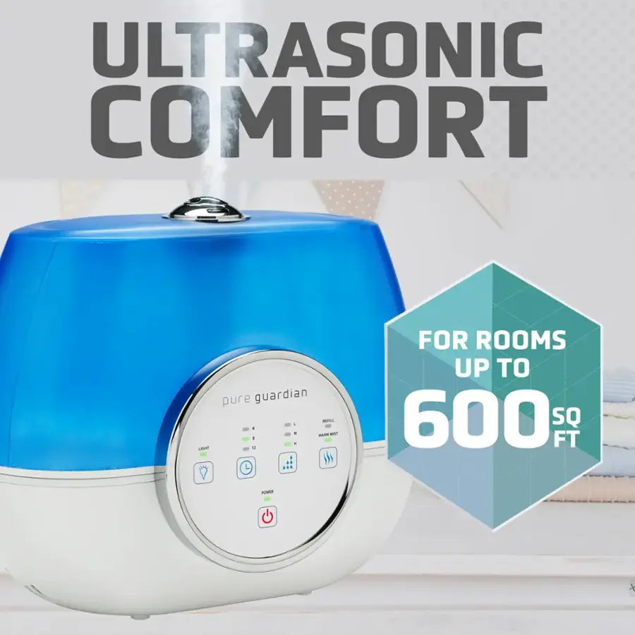 PureGuardian - Ultrasonic 2 Gal. Warm and Cool Mist Aromatherapy Humidifier - Blue/White