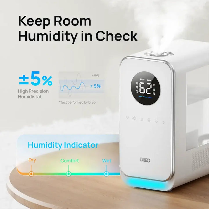 Dreo - 1.3G Smart Cool Mist Humidifier with Oil Diffuser & Nightlight. Quiet, Ideal for Baby Nursery and Home Comfort - White
