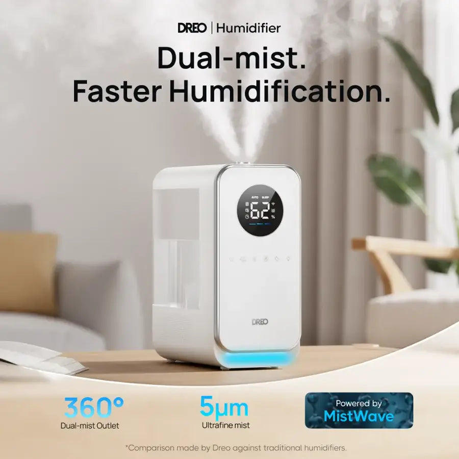 Dreo - 1.3G Smart Cool Mist Humidifier with Oil Diffuser & Nightlight. Quiet, Ideal for Baby Nursery and Home Comfort - White