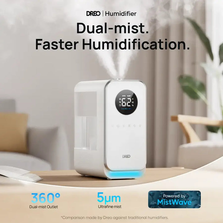 Dreo - 1.3G Smart Cool Mist Humidifier with Oil Diffuser & Nightlight. Quiet, Ideal for Baby Nursery and Home Comfort - White