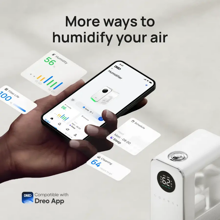 Dreo - 1.3G Smart Cool Mist Humidifier with Oil Diffuser & Nightlight. Quiet, Ideal for Baby Nursery and Home Comfort - White