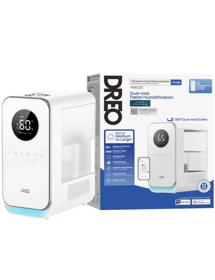 Dreo - 1.3G Smart Cool Mist Humidifier with Oil Diffuser & Nightlight. Quiet, Ideal for Baby Nursery and Home Comfort - White