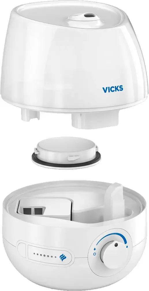 Vicks Mini Filter Free Cool Mist Humidifier, Small Room – Variable Mist Control – Works with Vicks VapoPads - White