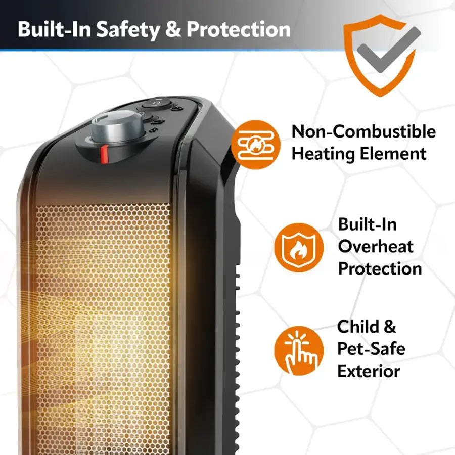 Lasko - 1500-Watt Portable Ceramic Heater for Tabletop or Floor - Black