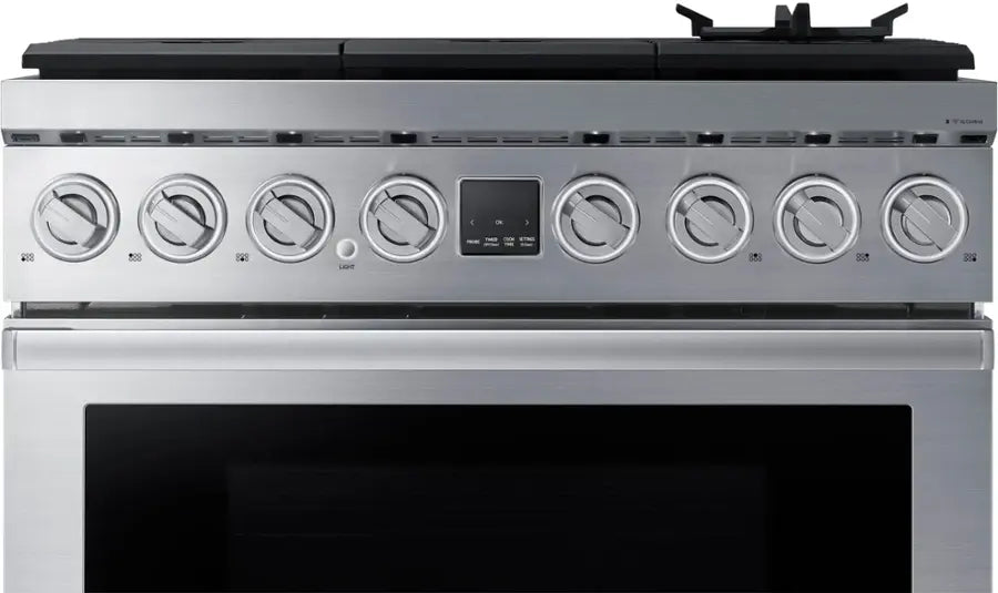 Dacor - Transitional 5.9 Cu. Ft. Freestanding Gas Three-Part Pure Convection Pro-Range with Self Clean and SimmerSear Burners - Silver Stainless Steel