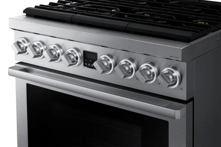 Dacor - Transitional 5.9 Cu. Ft. Freestanding Gas Three-Part Pure Convection Pro-Range with Self Clean and SimmerSear Burners - Silver Stainless Steel
