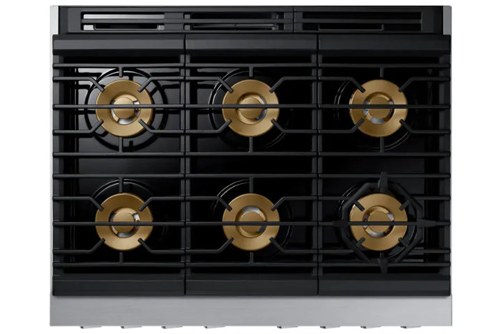 Dacor - Transitional 5.9 Cu. Ft. Freestanding Gas Three-Part Pure Convection Pro-Range with Self Clean and SimmerSear Burners - Silver Stainless Steel