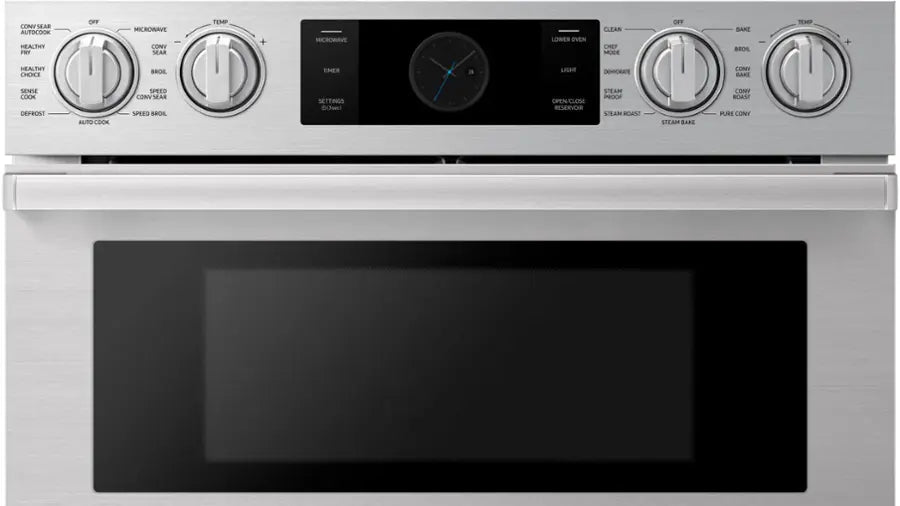 Dacor - Transitional 30" Built-In Electric Four-Part Pure Convection Combination Wall Oven with Microwave and Steam Assist - Silver Stainless Steel
