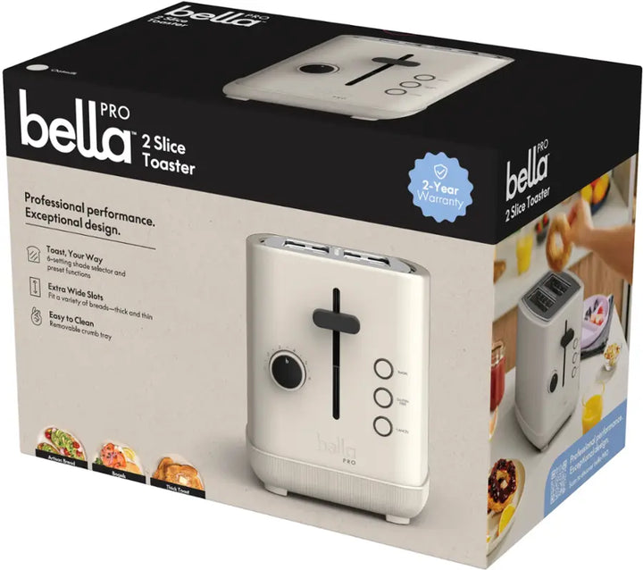 bella PRO - 2-Slice Toaster with Extra Wide Slots - Stainless Steel