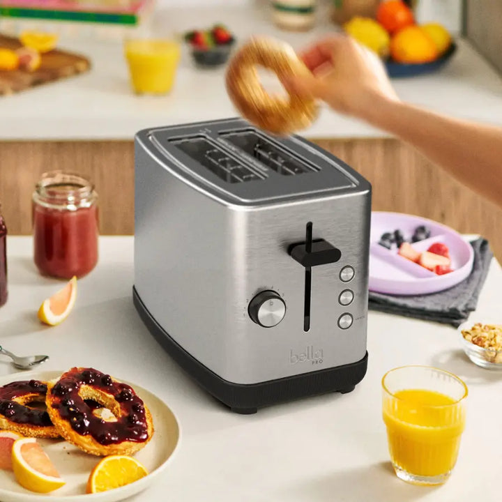bella PRO - 2-Slice Toaster with Extra Wide Slots - Stainless Steel